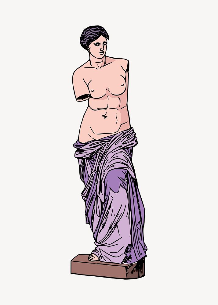 Nude Greek goddess statue clipart, vintage illustration vector