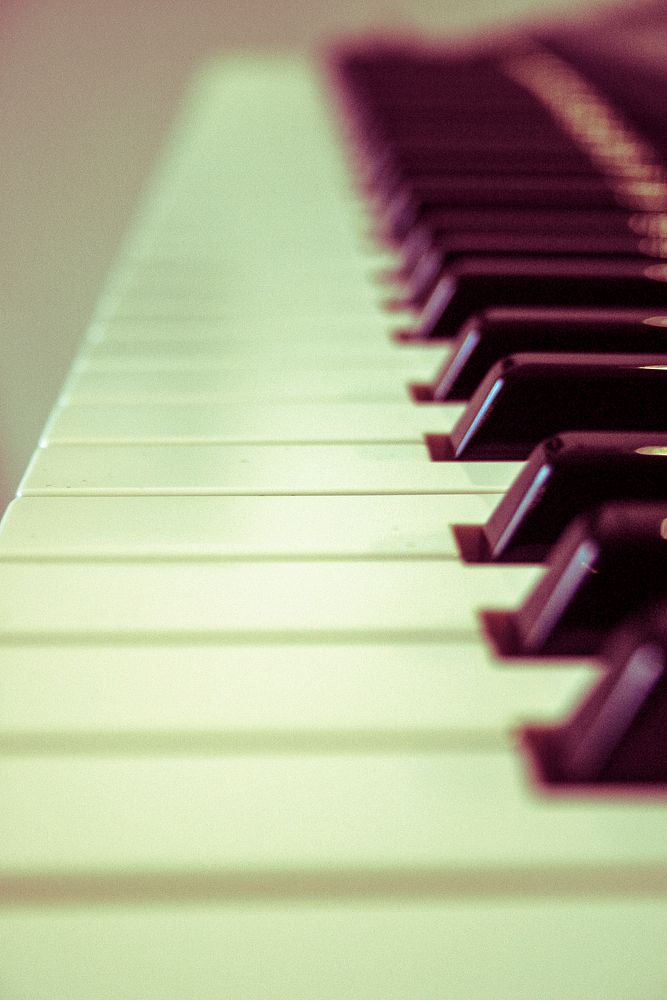 Closeup of piano keyboard