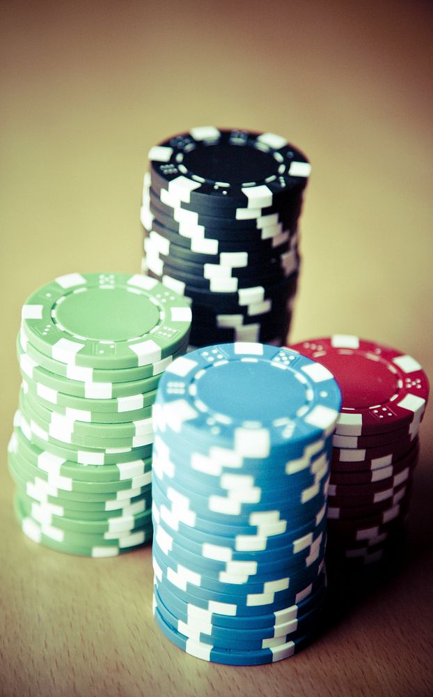 Close up of poker chips