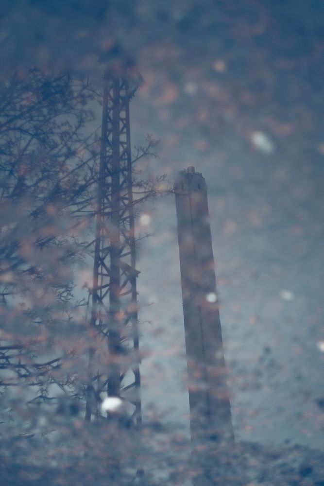 Blurred image of two towers