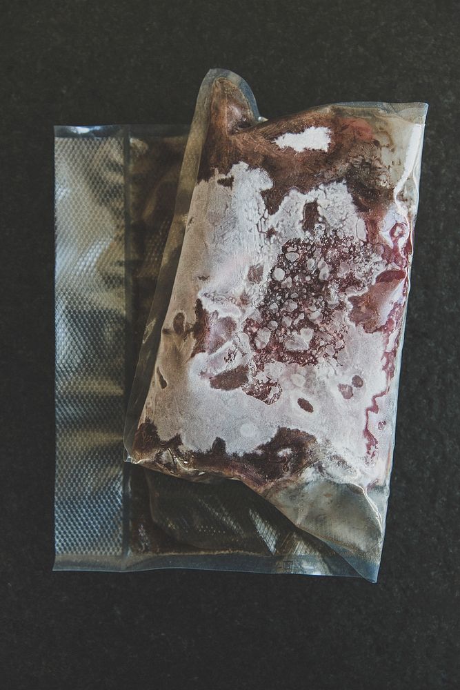 Frozen meat in a bag