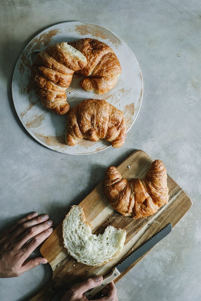 Croissants at a breakfast table