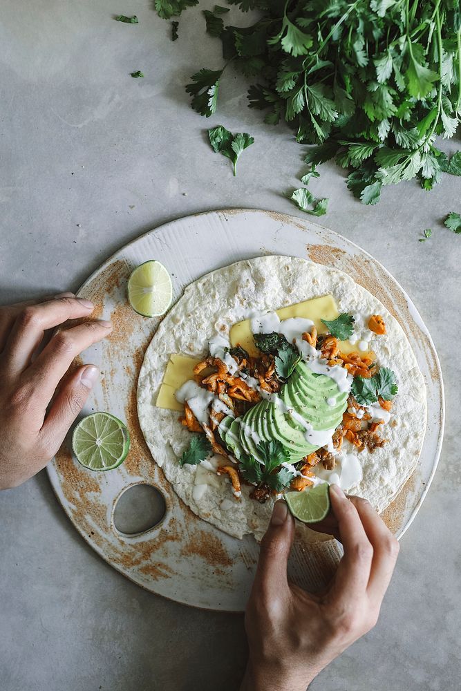 Homemade mushroom quesadilla food photography recipe idea