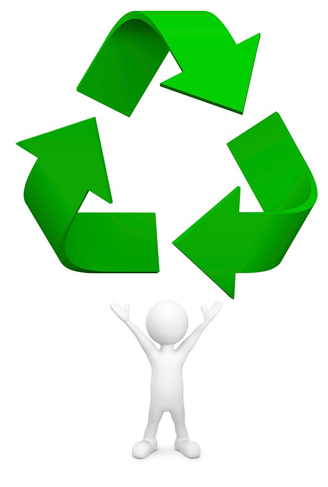3D man with Recycle symbol.