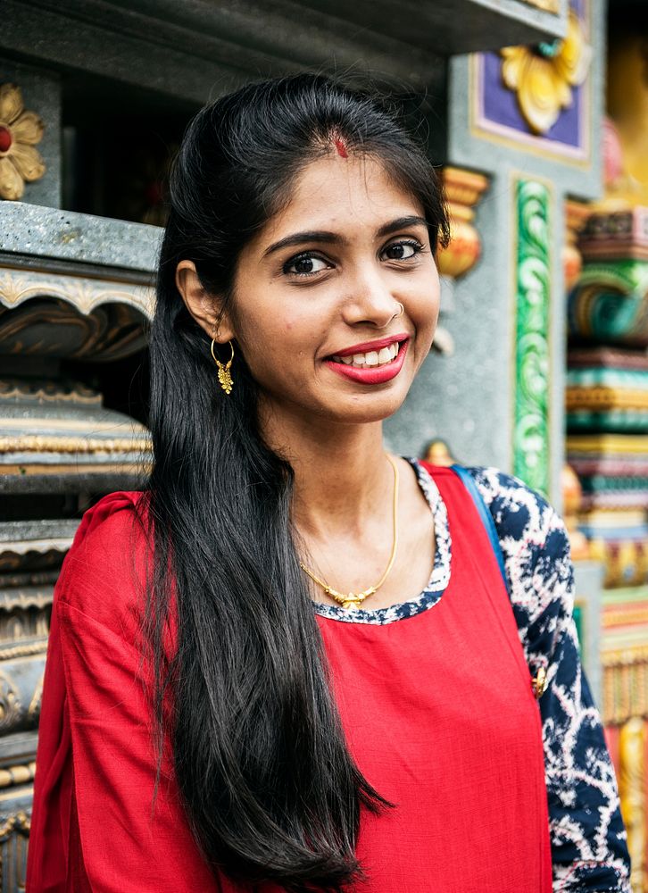 Indian woman portrait at the temple