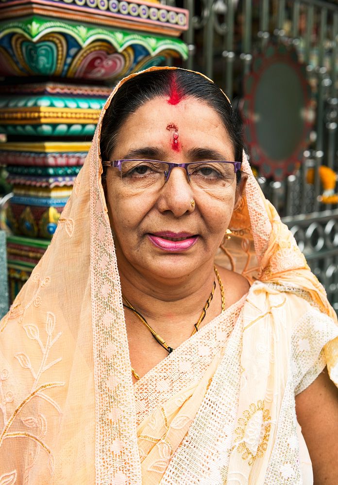 Indian woman portrait at the temple