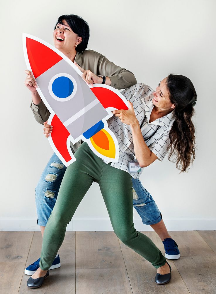 Women holding rocket icon