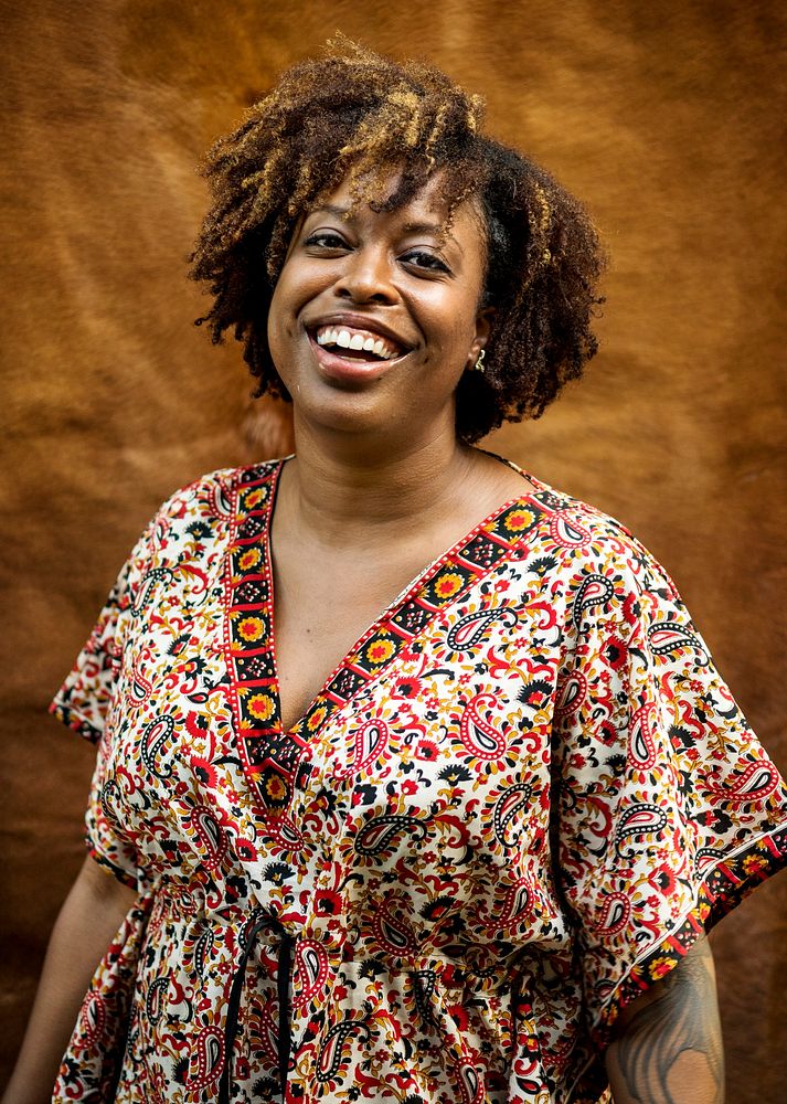 Portrait of a cheerful black woman