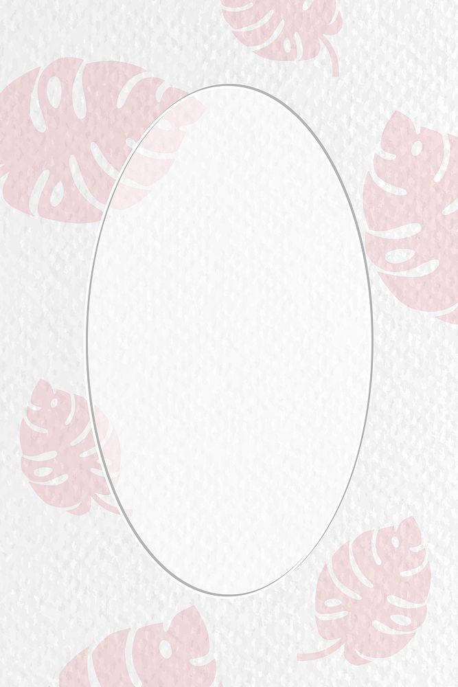 Oval frame on botanical patterned vector