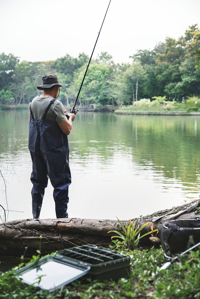 Man fishing by the lake