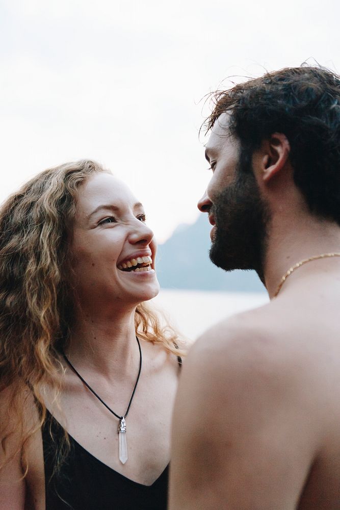 Traveling couple having a romantic moment