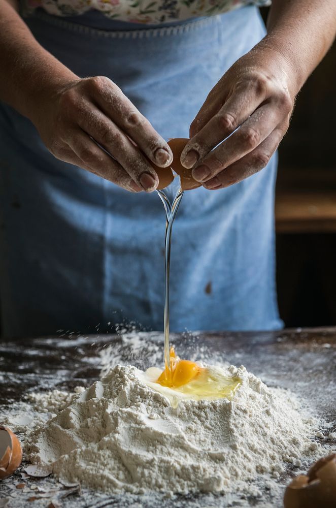 A housewife making a dough