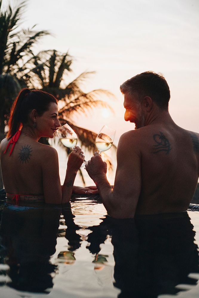 Couple enjoying a romantic sunset