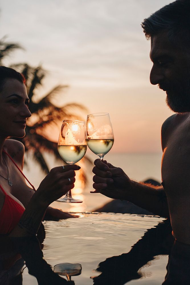 Couple enjoying a romantic sunset