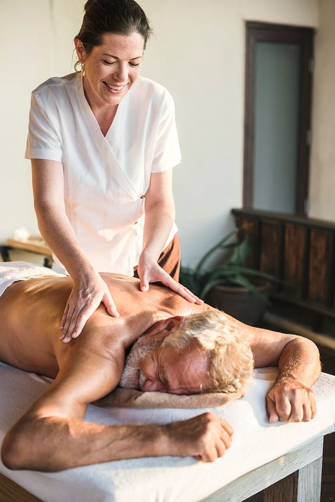 A senior having a massage