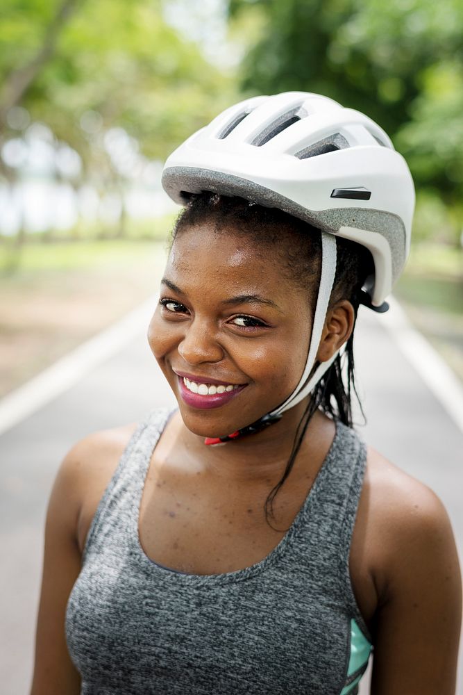 Portrait of female cyclist