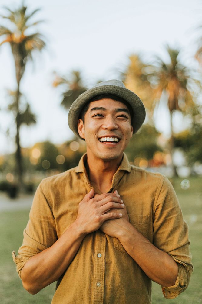 Cheerful man in the park