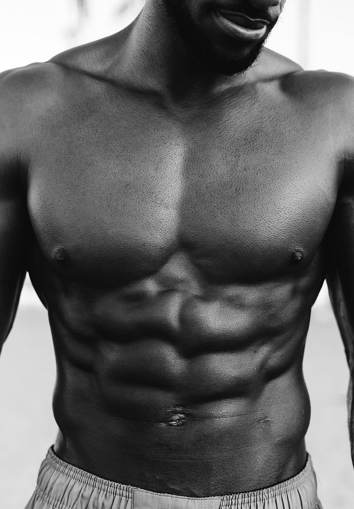 Close up of abs on a fit man