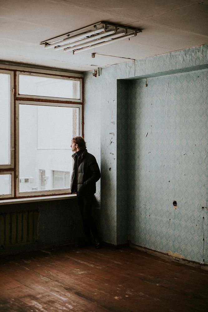 Man in an empty apartment