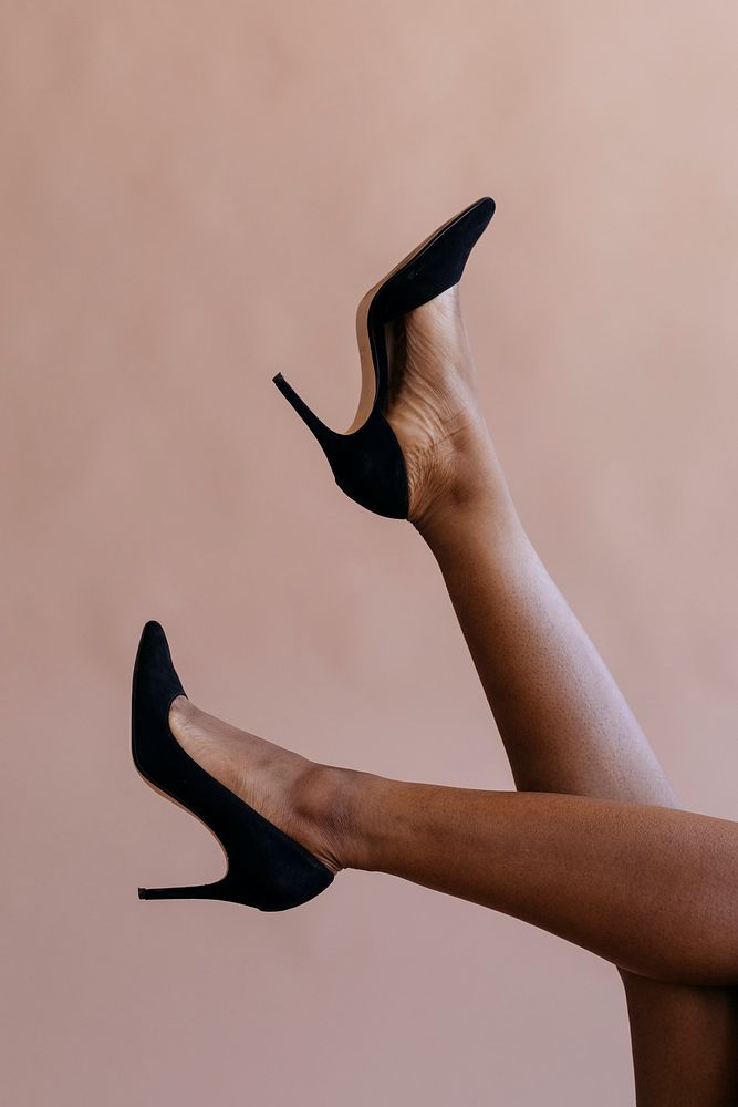 Woman legs with black heels social advertisement template