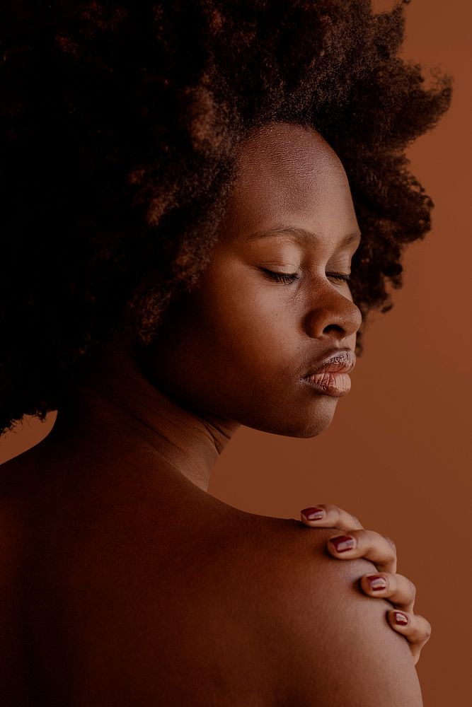 Beautiful black woman with afro hair