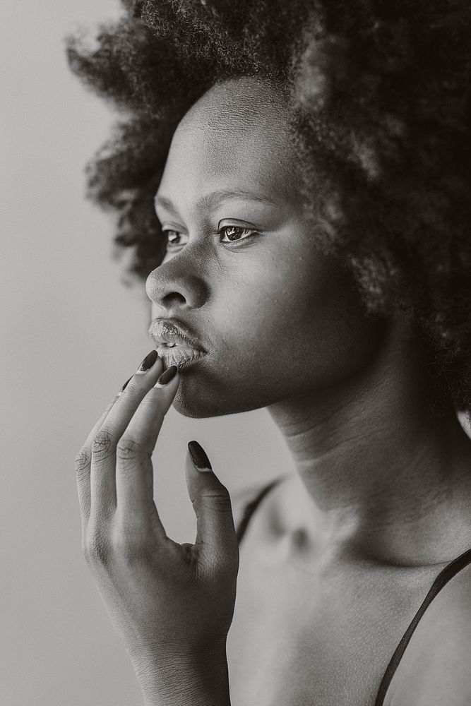 Beautiful black woman with afro hair social template