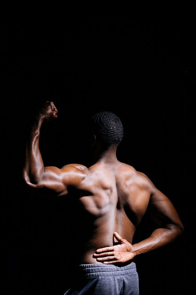 Rear view of muscular black man