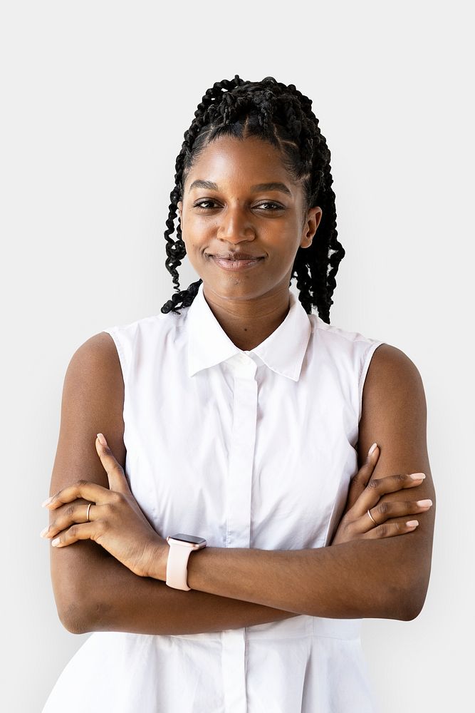 Portrait of a cheerful black lady