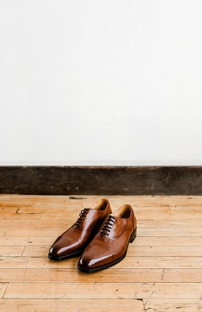 Leather shoes on wooden floor