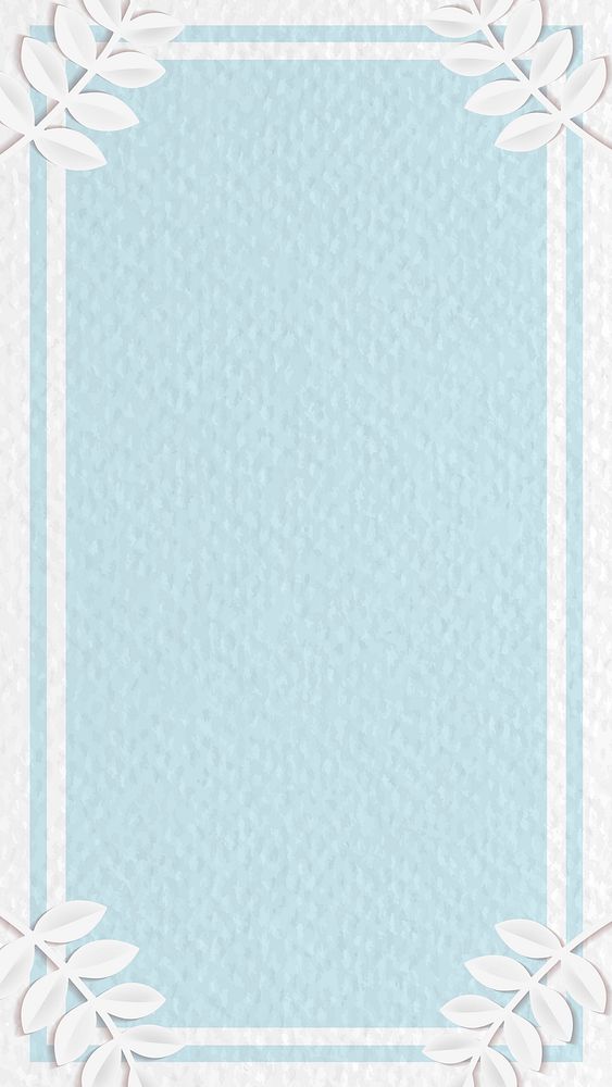 White frame on blue botanical patterned  mobile phone wallpaper vector