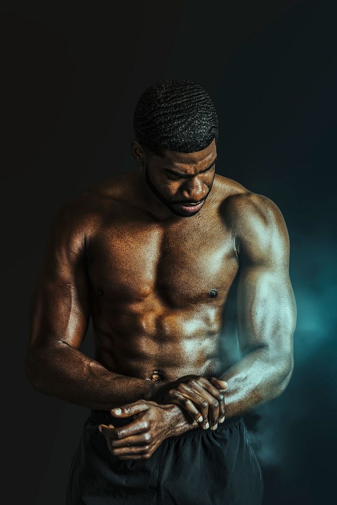 African American man with big muscles
