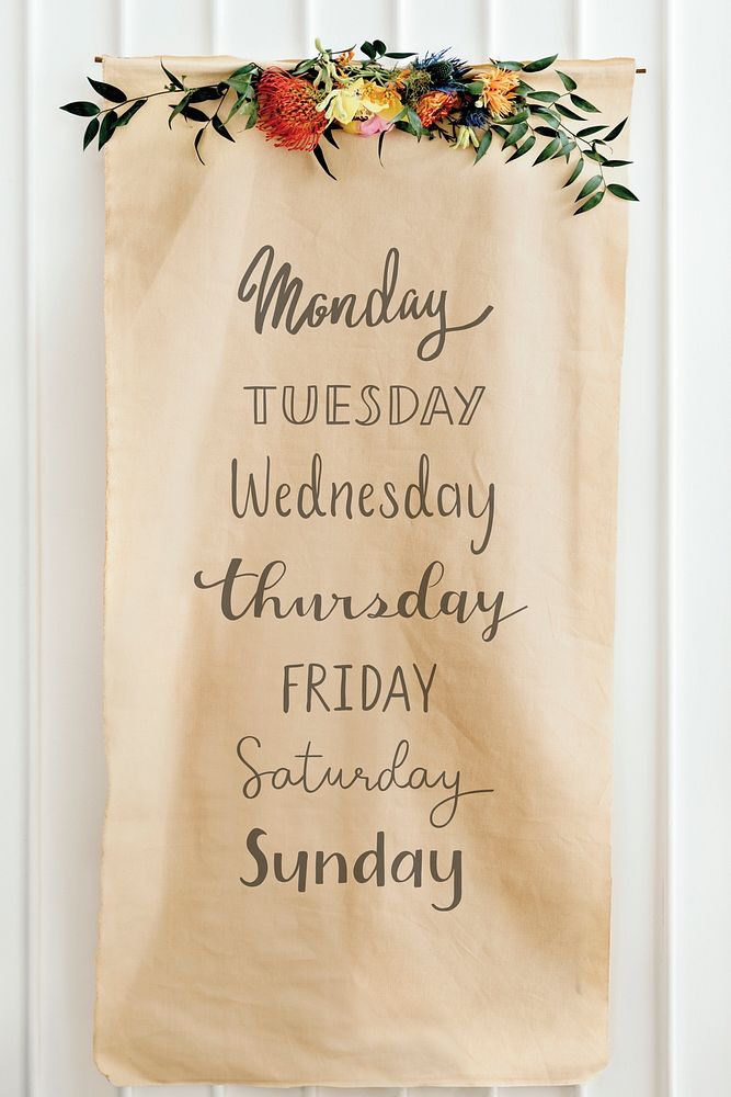 Days of the week on a brown paper mockup