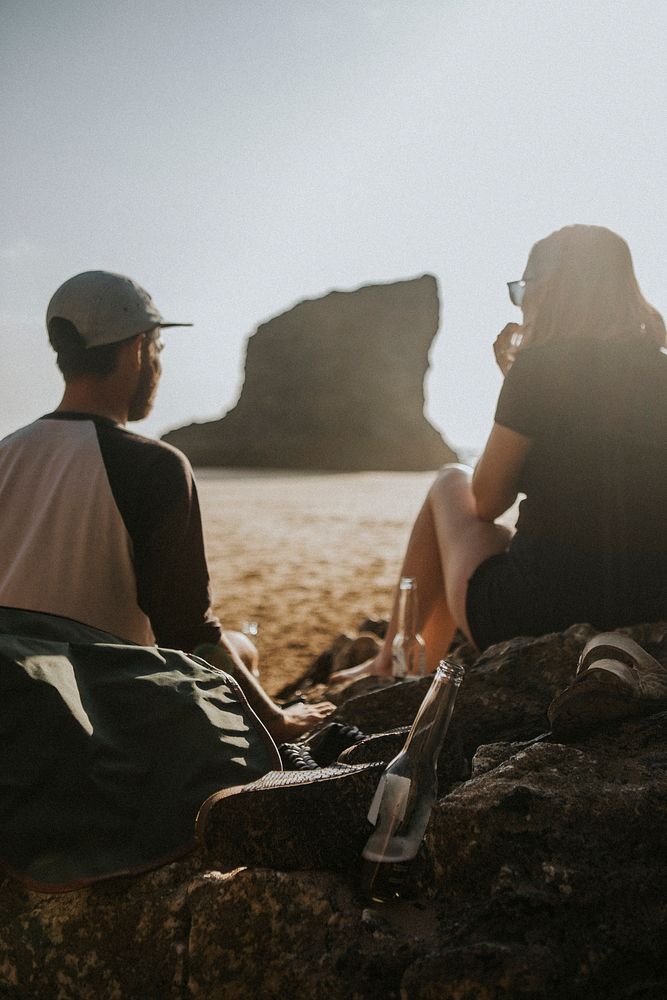 Couple chilling at the beach