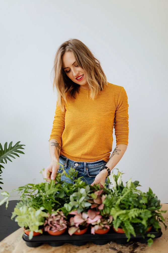 Woman with her small garden