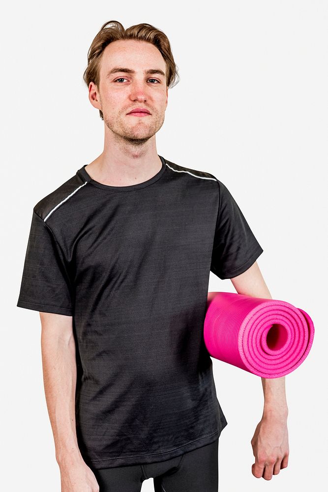 Men's sportswear and yoga mat mockup psd