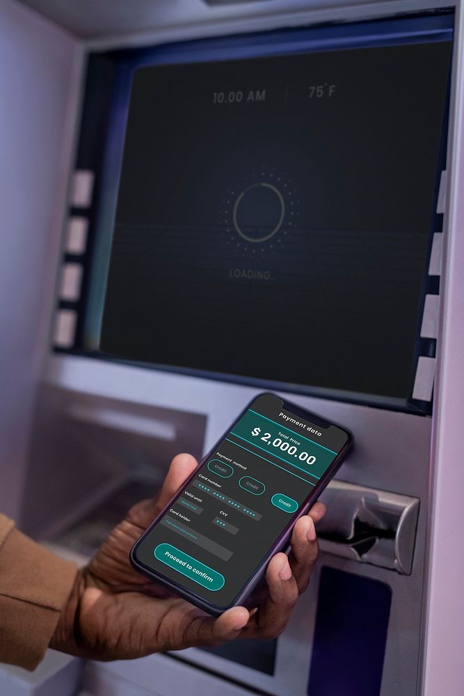 Smartphone screen mockup contactless payment by app psd