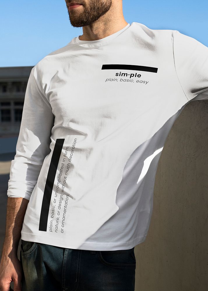 Men&rsquo;s jumper white mockup psd street style fashion apparel shoot