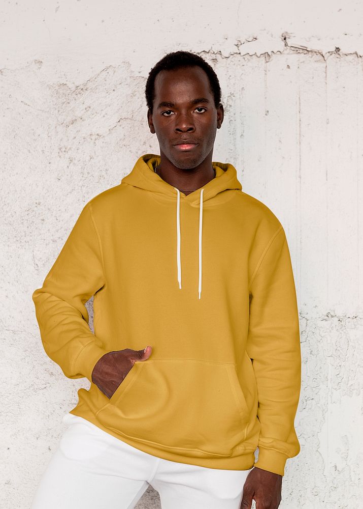Stylish yellow hoodie  streetwear men&rsquo;s apparel fashion