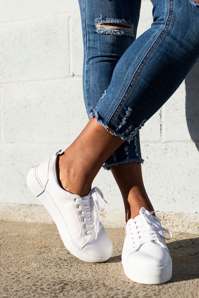 White canvas sneakers mockup file women&rsquo;s shoes apparel shoot