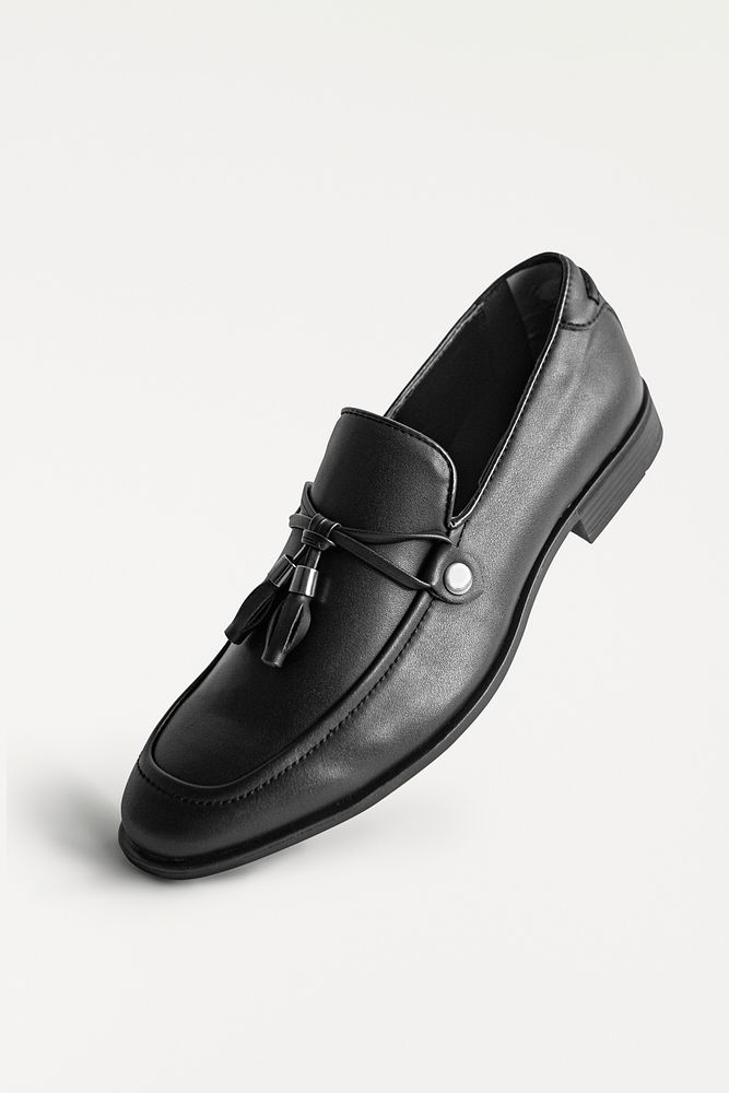Black tassel loafers mockup men's shoes psd