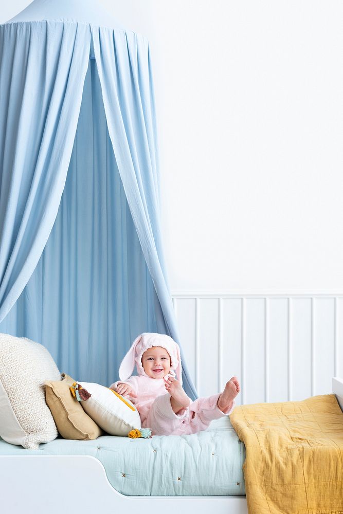 Cute baby in an Easter bunny costume