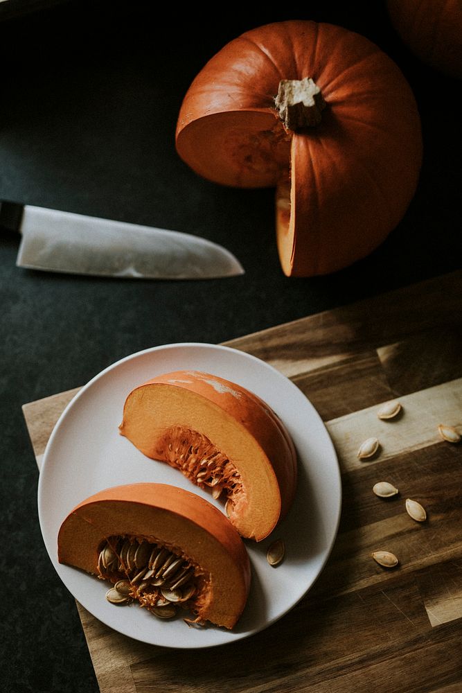 Thanksgiving pumpkin slices food photography