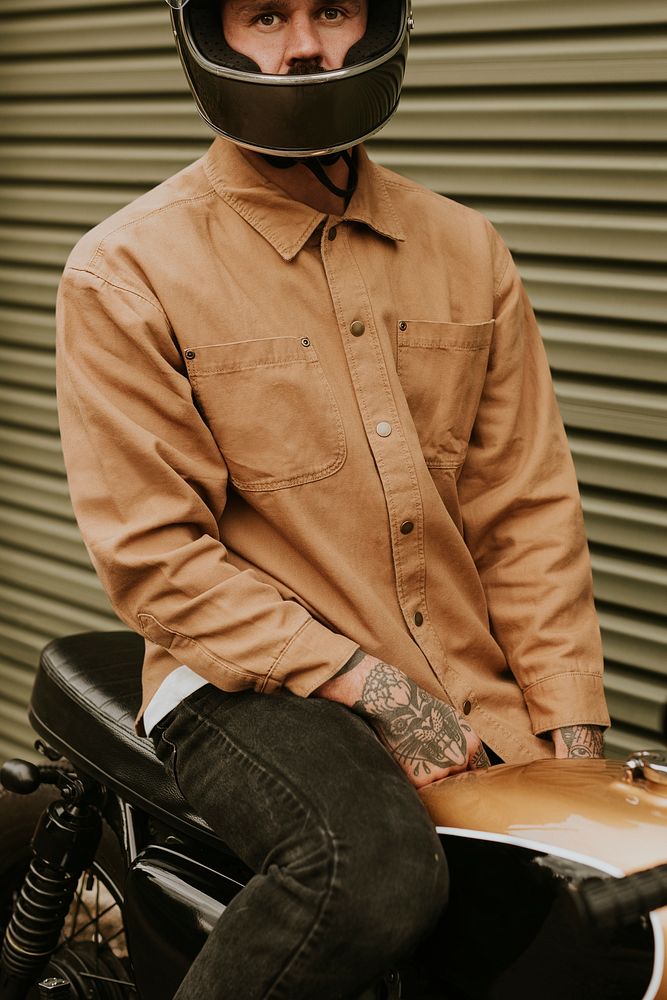 Jacket mockup psd on urban tattooed man model