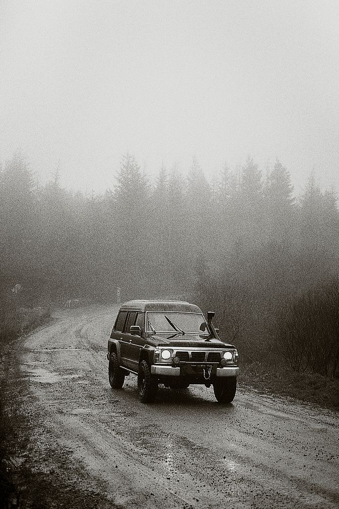 Car driving through the mountain road