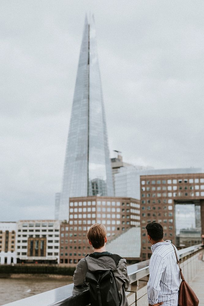 Tourists looking at The Shard. London, United Kingdom - 22 June 2021