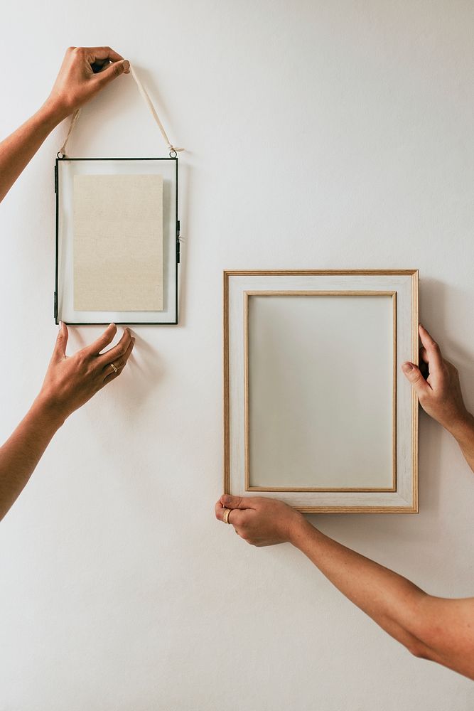 Aesthetic blank white picture frames, design space