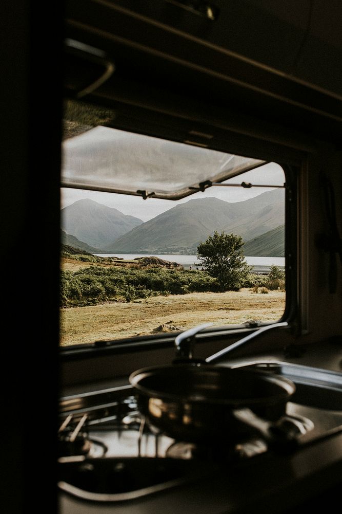 Kitchen in campervan, travel photography 