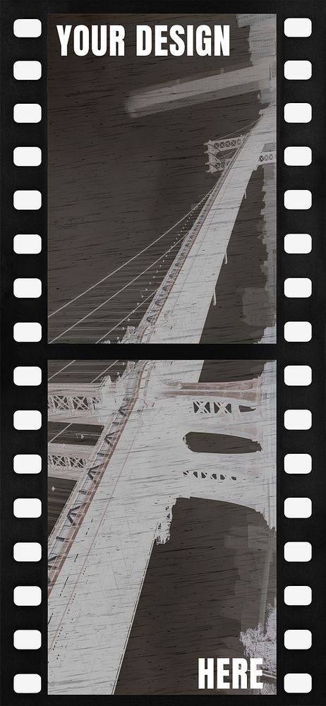 Film strip frame psd overlay blank background