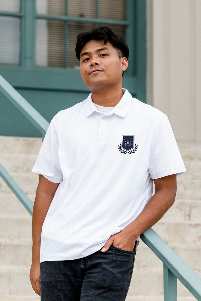 Polo shirt mockup psd, college apparel for university students