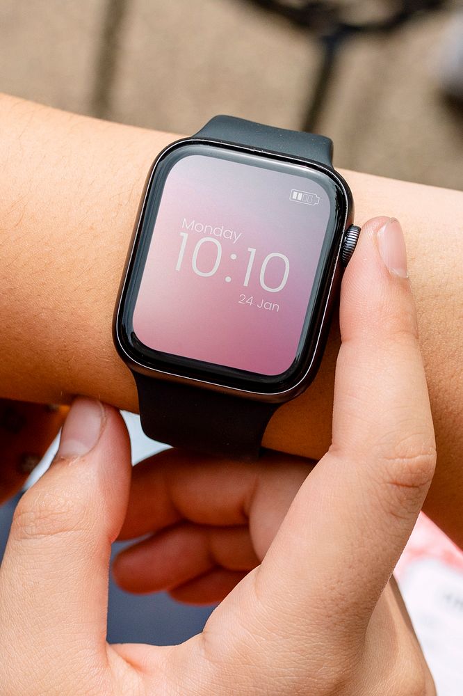 Smartwatch screen mockup psd, on a wrist